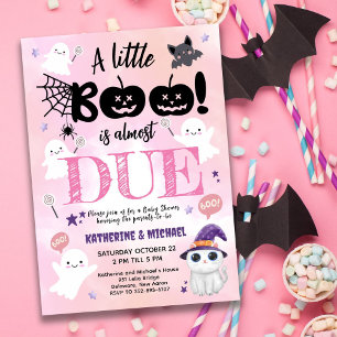 Invitation Un petit livre est presque DUE   Baby shower Hallo