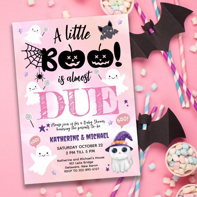 Invitation Un petit livre est presque DUE | Baby shower Hallo (Créateur téléchargé)
