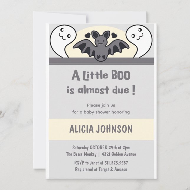 Invitation Un petit livre est presque prévu pour Halloween (Devant)