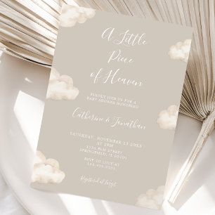 Invitation Un Petit Morceau De Ciel Nuages Beige Baby Shower