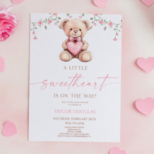 Invitation Un petit nounours rose pour un bébé chéri Baby Sho
