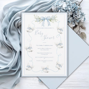 Invitation Un petit oiseau m'a dit Vintage noeud  Baby Shower