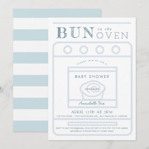 Invitation Un petit pain dans le Baby shower Bleu Garçon four
