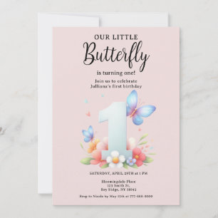 Invitation Un Petit Papillon 1er Anniversaire Font Numéro De