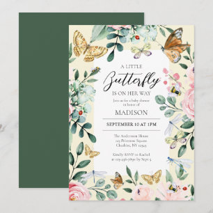 Invitation Un Petit Papillon Est En Chemin De Baby shower