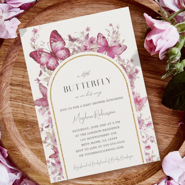 Invitation Un Petit Papillon Est En Chemin De Baby shower (Créateur téléchargé)