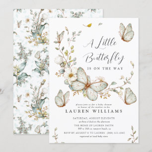 Invitation Un Petit Papillon Est En Chemin De Baby shower