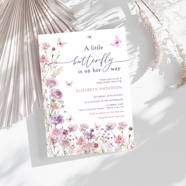 Invitation Un petit papillon est sur le chemin Pink Lilac (Créateur téléchargé)