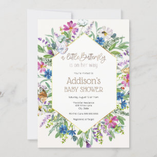 Invitation Un petit papillon est sur son Baby shower Way