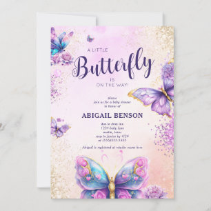 Invitation Un petit papillon sur le chemin Baby shower papill