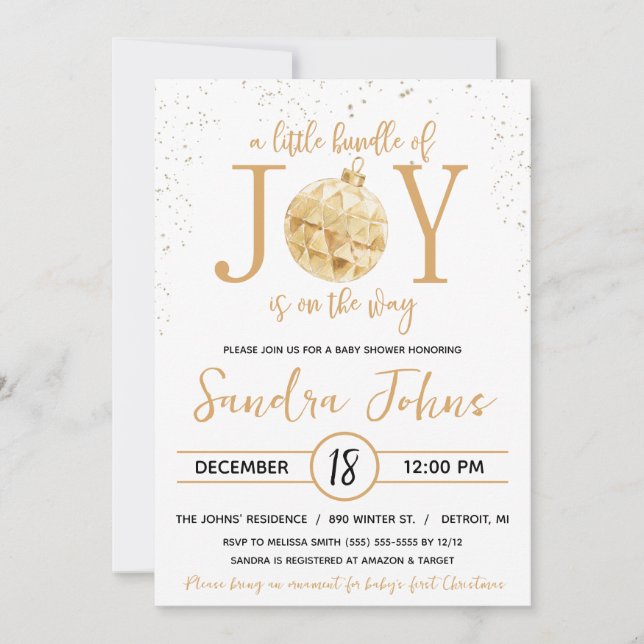 Invitation Un petit paquet de joie est sur le chemin Baby sho (Devant)