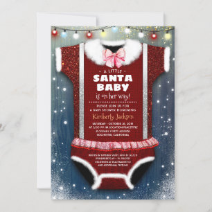 Invitation Un Petit Père Noël Baby Est En Chemin Baby shower 