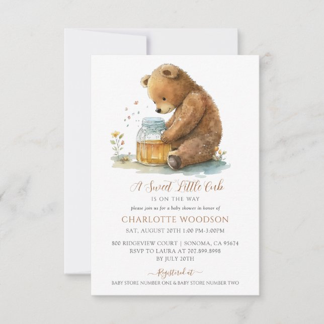 Invitation Un Petit Petit Petit Bébé Doux Baby shower Ours En (Devant)