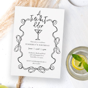 Invitation Un Petit Peu Plus Vieux Black Wavy Bordure fête d'