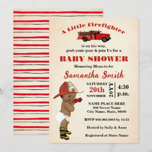 Invitation Un petit pompier est en route Un Baby shower