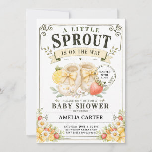 Invitation Un petit pousse est en route Baby Shower Jaune