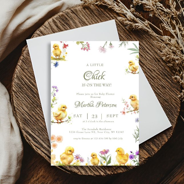 Invitation Un petit poussin est sur le chemin du baby shower  (Créateur téléchargé)