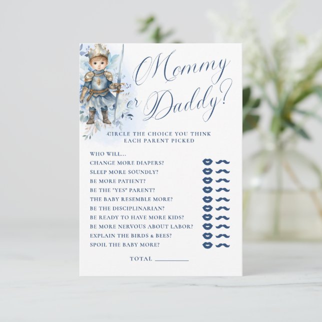 Invitation Un Petit Prince Royal Bleu Douche Maman Ou Papa (Debout devant)