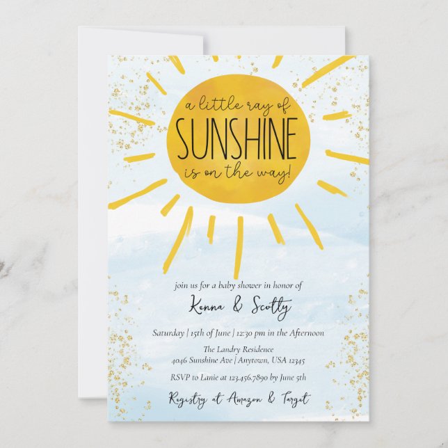 Invitation Un petit rayon de soleil Baby Boy Douche (Devant)