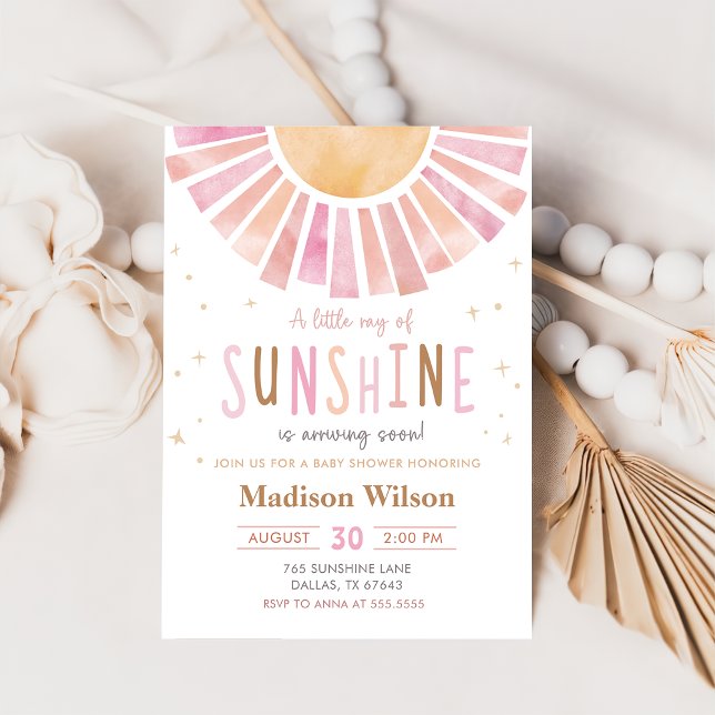 Invitation Un petit rayon de soleil Baby shower Boho (Créateur téléchargé)