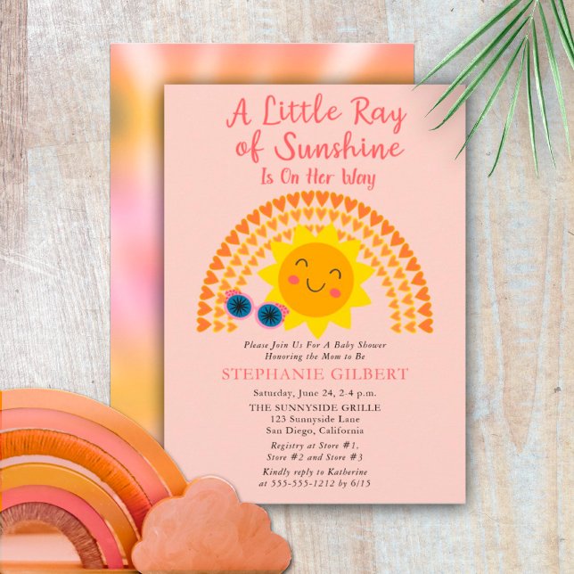 Invitation Un petit rayon de soleil Baby shower fille (Créateur téléchargé)