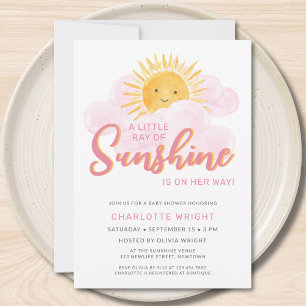 Invitation Un Petit Rayon De Soleil Est En Chemin Baby shower