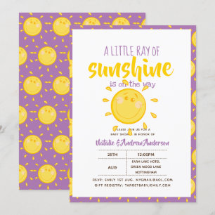 Invitation Un petit rayon de soleil est en route - violet