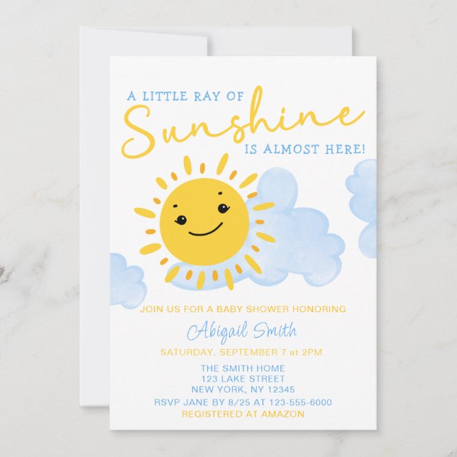 INVITATION UN PETIT RAYON DE SOLEIL EST PRESQUE LÀ (Devant)