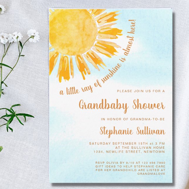 Invitation Un petit rayon de soleil Grand-bébé douche (Créateur téléchargé)