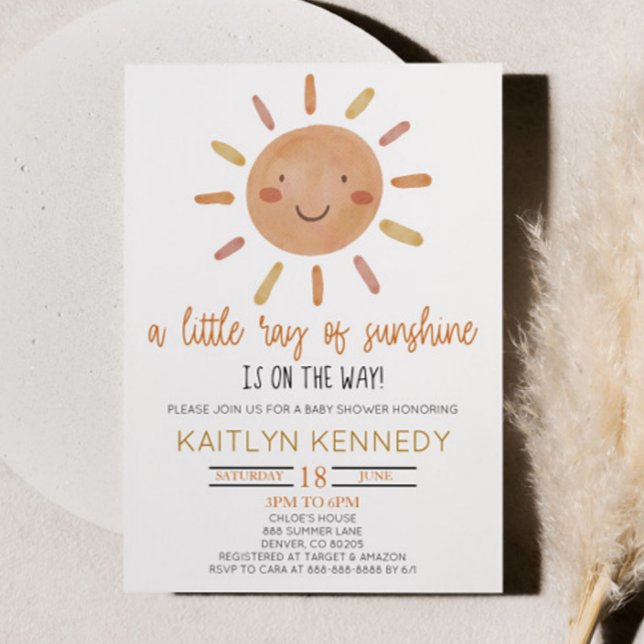 Invitation Un Petit Rayon De Soleil Jaune Baby shower Soleil (Créateur téléchargé)