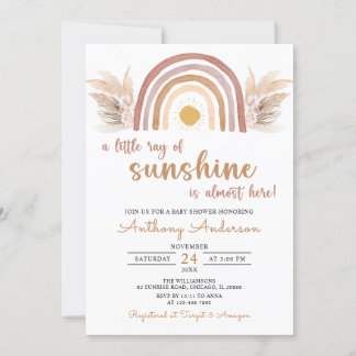 Invitation Un petit rayon de Sunshine Boho Baby shower arc-en