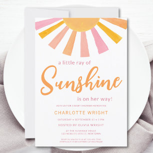 Invitation Un petit rayon du Baby shower de la fille Sunshine