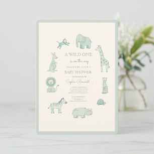 Invitation Un petit sauvageon arrive Fête de bébé Safari past
