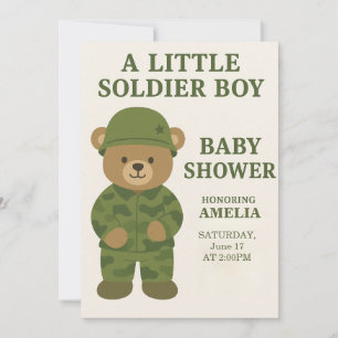 Invitation Un petit soldat Boy Teddy Bear Baby shower Invitat