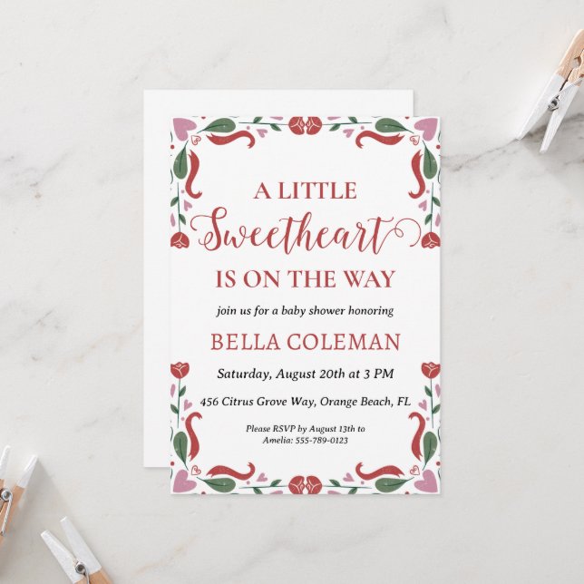 Invitation un peu d'amour est en chemin baby shower (Devant/Arrière en situation)