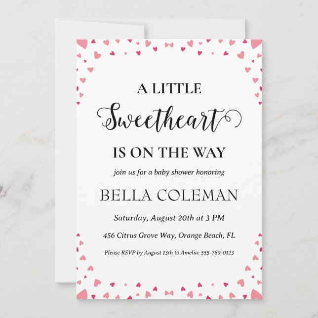 Invitation un peu d'amour est en chemin baby shower (Devant)