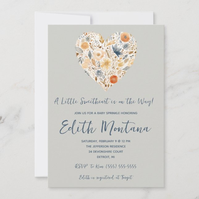 Invitation Un peu d'amour est sur le Baby shower Way Boho (Devant)