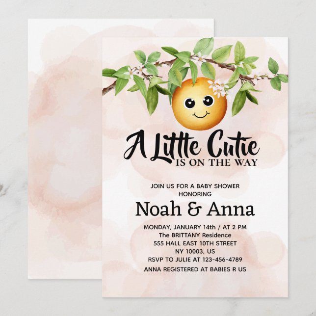 Invitation un peu de charme est sur le chemin du baby shower  (Devant / Derrière)