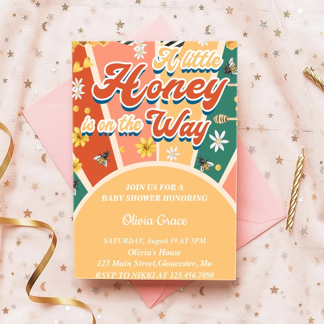 Invitation Un Peu De Miel Est Sur Le Chemin Baby shower (Créateur téléchargé)