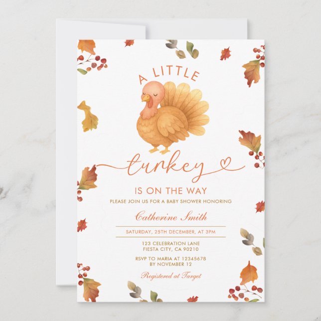 Invitation Un peu de Turquie est en route Baby shower Floral (Devant)