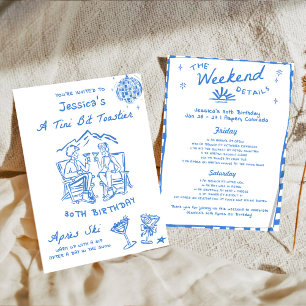 Invitation Un peu plus chaud après-ski anniversaire bleu