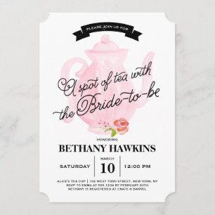 Invitation Un pot de thé avec la future mariée Fête des mar