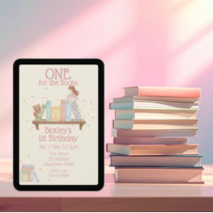 Invitation Un pour les livres, Princesse, 1er anniversaire
