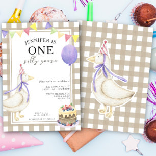 Invitation Un Premier Anniversaire Genre Neutre D'une Oie Idi