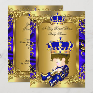 Invitation Un Prince très Royal Baby shower Brunette Baby