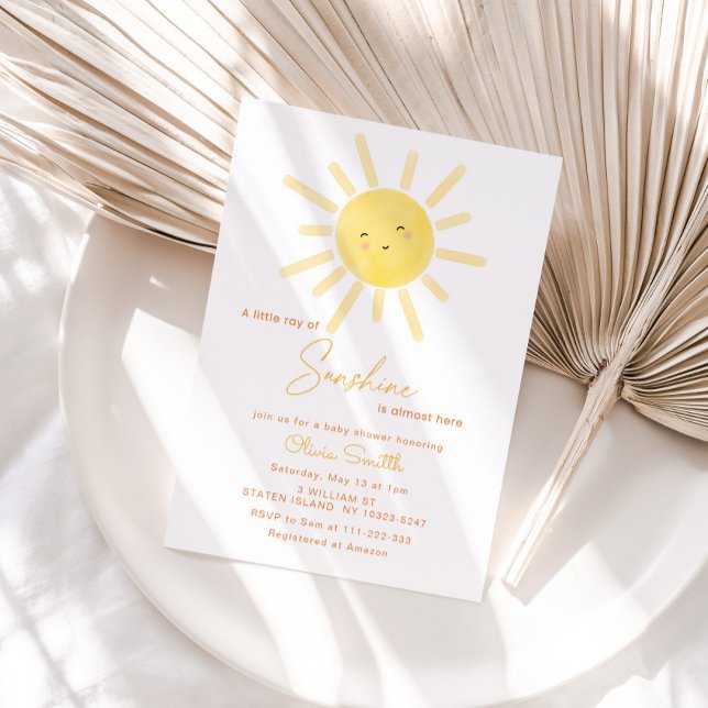 Invitation Un rayon de soleil est presque ici baby shower (Créateur téléchargé)