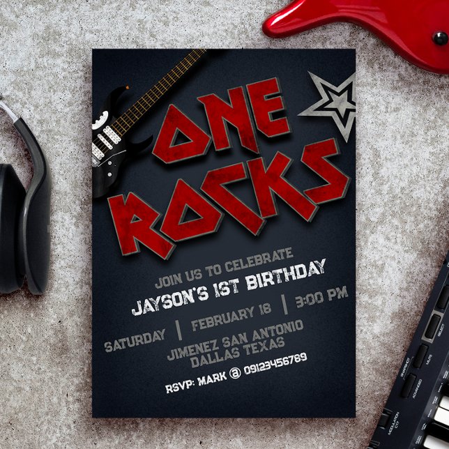 Invitation Un Rocks - 1er anniversaire  (Créateur téléchargé)