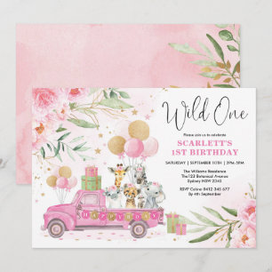 Invitation Un safari-photo de Jungle en or rose 1er anniversa