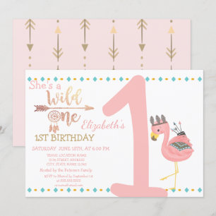 Invitation Un sauvage, Flèches, Dream Catcher Flamant rose An