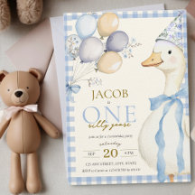 Un Silly Goose Blue En vichy Garçon 1er anniversai